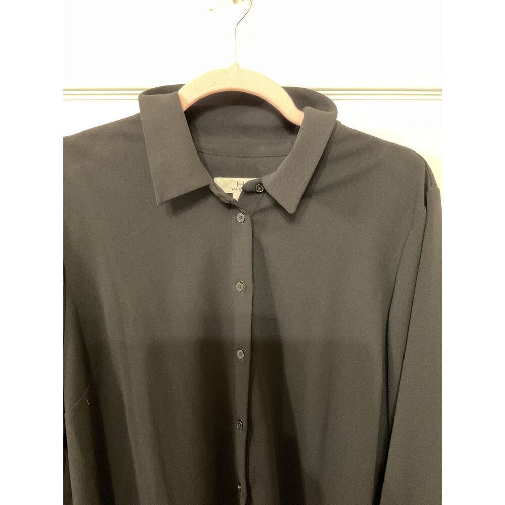 H by Halston Women's Black Fringe Button Down Tunic, L - Picture 5 of 12